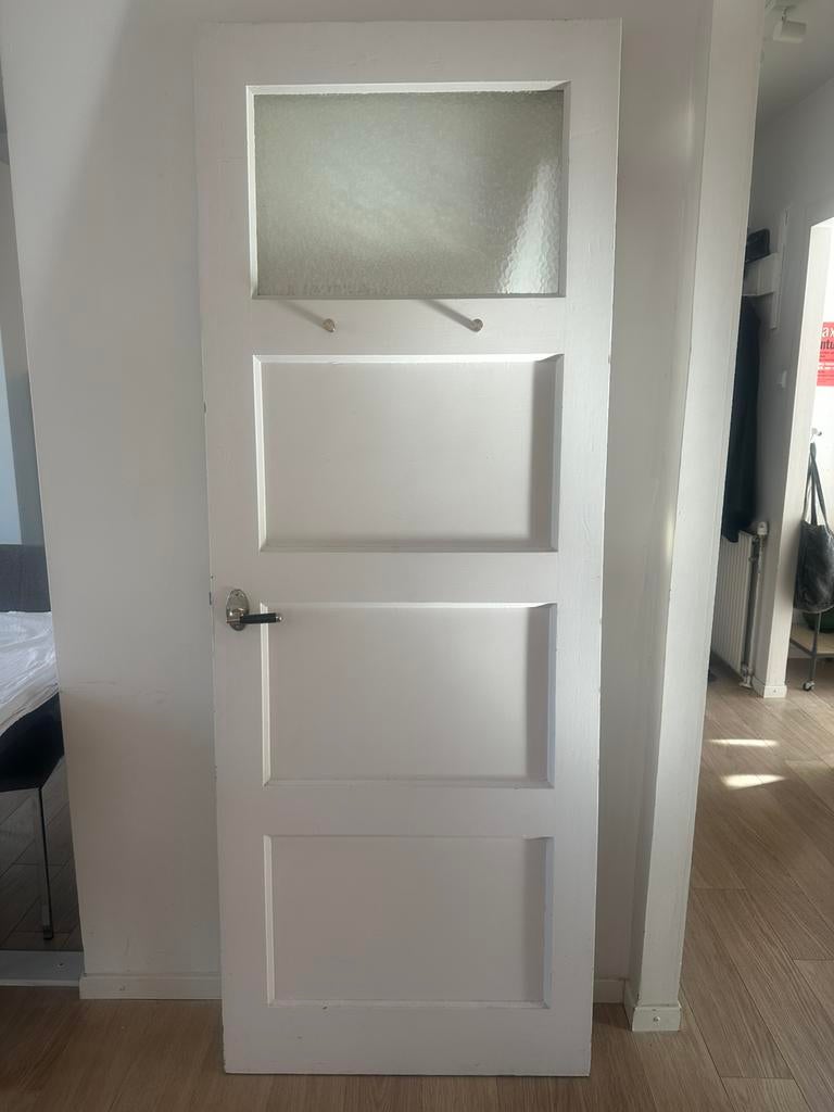 Binnendeur met glas, Doe-het-zelf en Verbouw, Binnendeur, Ophalen of Verzenden, 200 tot 215 cm, Glas