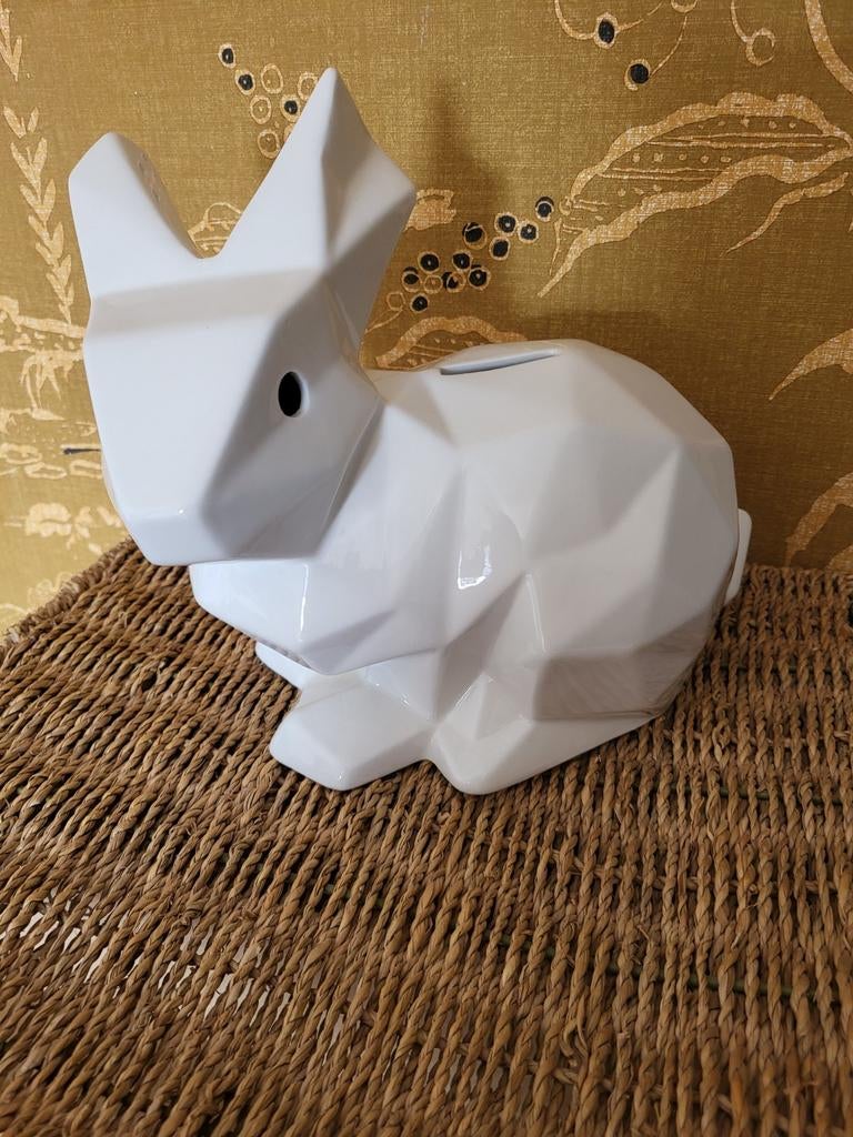 Wit konijn spaarpot van keramiek, Ophalen