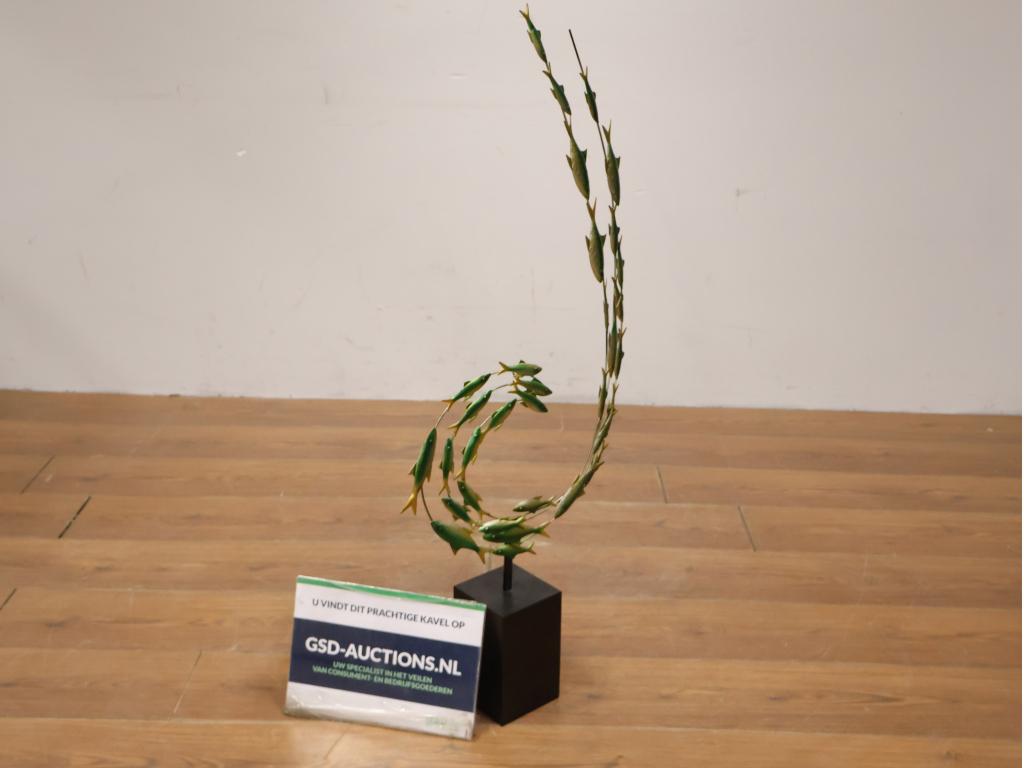 Vintage Abstract Kunstwerk van een School Vissen, Ophalen of Verzenden