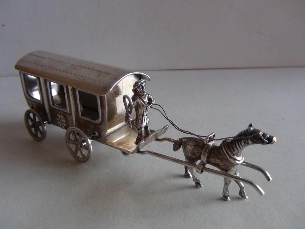 Miniatuur zilver FE3 huifkar + paard zilveren miniaturen, Verzenden, Zilver