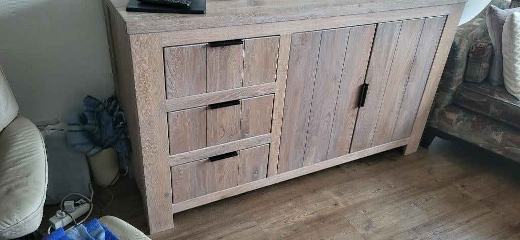 massief eiken meubelen set white wash, Huis en Inrichting, Ophalen, Eikenhout, 50 tot 100 cm, Zo goed als nieuw