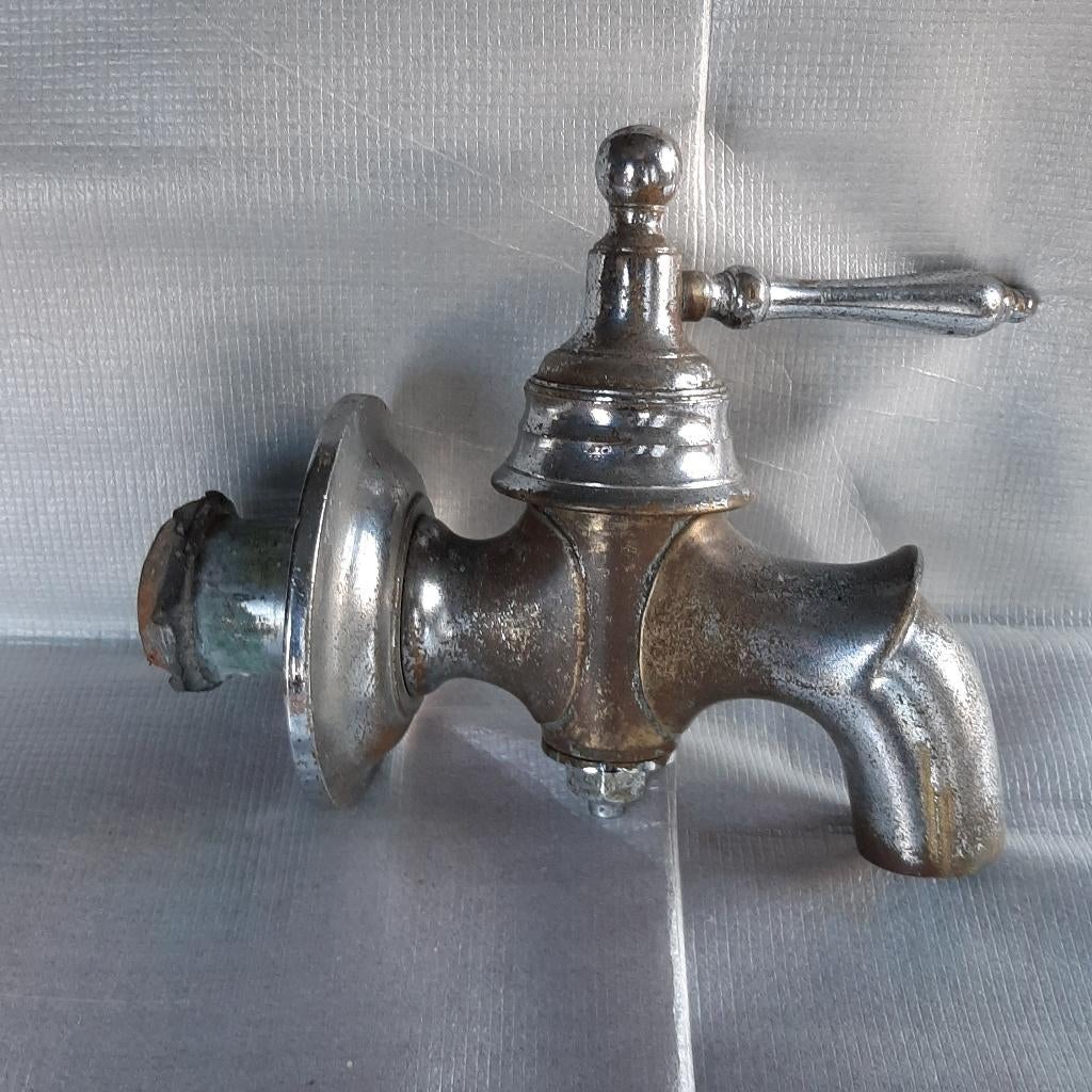 Grote, zware kraan antiek / waterkraan verchroomd koper, Ophalen