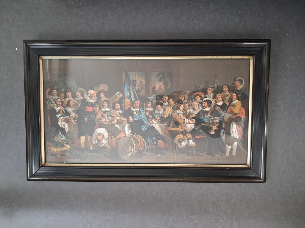 Lithografie P.W.M. Trap Schuttersmaaltijd Van der Helst, Antiek en Kunst, Kunst | Schilderijen | Klassiek, Ophalen