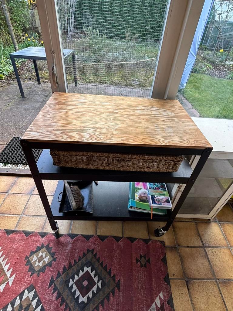 Robuuste mooie werktafel bijzettafel kookeiland op wielen, Ophalen, Gebruikt