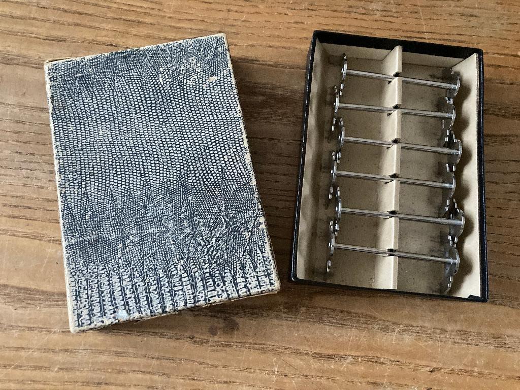 6x Vintage Gero Zilmeta messenleggers in doos - 191 - zgan, Antiek en Kunst, Ophalen of Verzenden