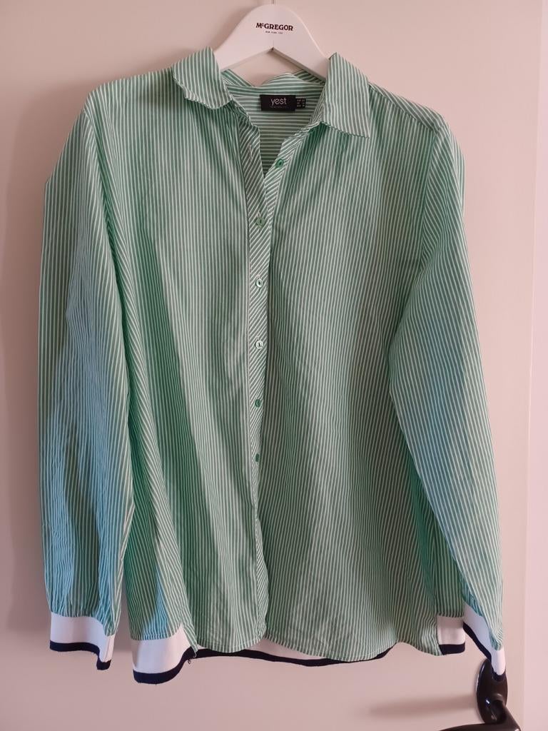 Yest Blouse Maat 42 Groen Gestreepte Details, Ophalen of Verzenden