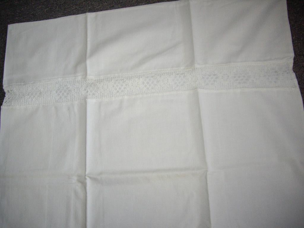 lakens met slopen met handgehaakte randen, Ophalen, Wit, Overige typen, Tweepersoons