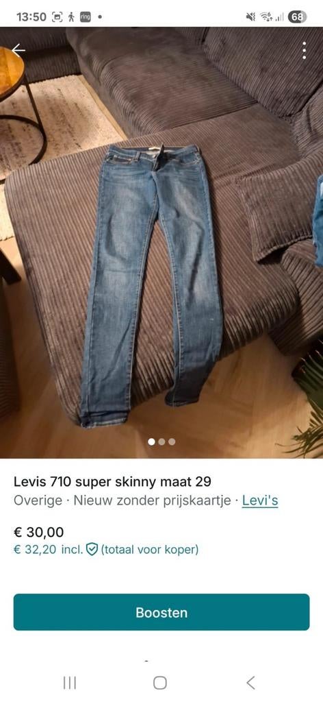 Levi's  710 super skinny, Ophalen of Verzenden, Zo goed als nieuw, Blauw, W28 - W29 (confectie 36)