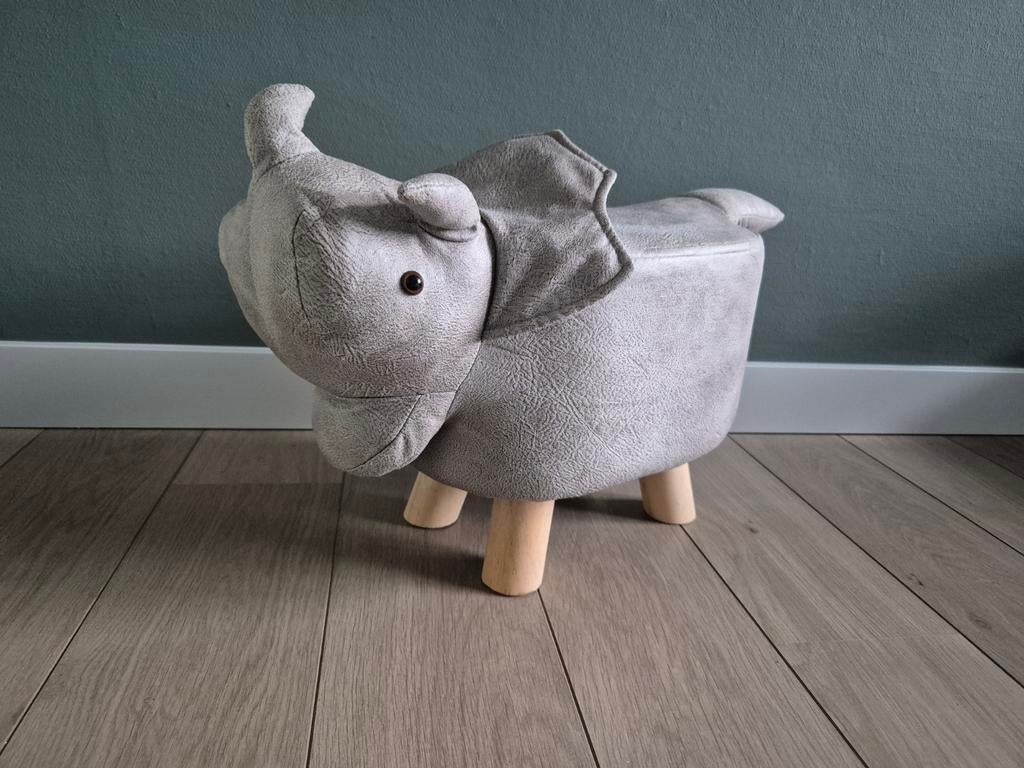 Grijze dino dinosaurus poef kruk grijs zgan, Ophalen of Verzenden, Zo goed als nieuw