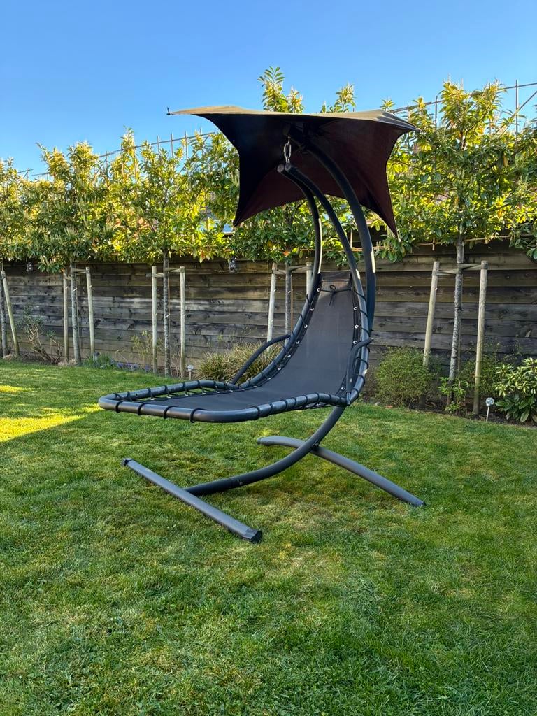 Hangstoel tuin relax zwart., Ophalen, Zo goed als nieuw, Aluminium