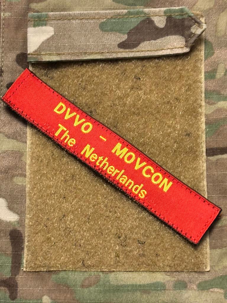 Naamlint DVVO- MOVCON, Verzamelen, Militaria | Algemeen, Verzenden, Landmacht, Nederland, Embleem of Badge