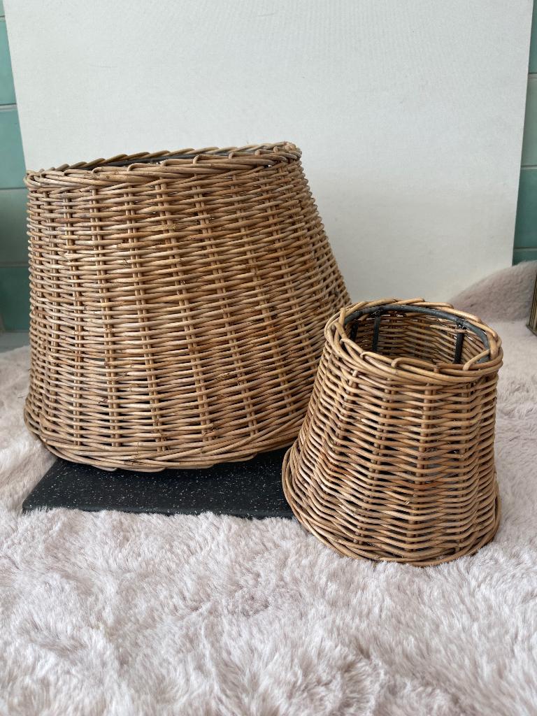 Rieten lampenkappen, Huis en Inrichting, Lampen | Lampenkappen, Ophalen of Verzenden, Zo goed als nieuw, Rond