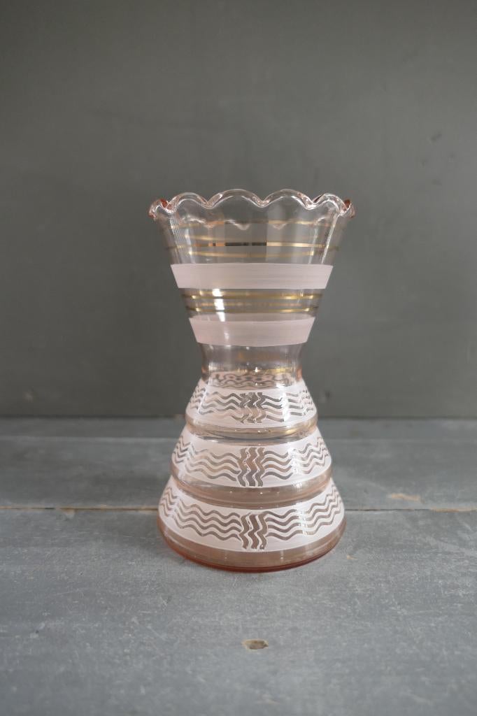 Art Deco Doyen glas vaas rosaline goud, Verzenden