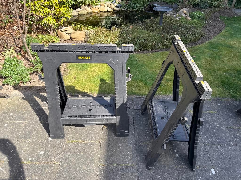 Stanley schragen, 2 stuks, Ophalen of Verzenden, Gebruikt, Minder dan 70 cm, Inklapbaar