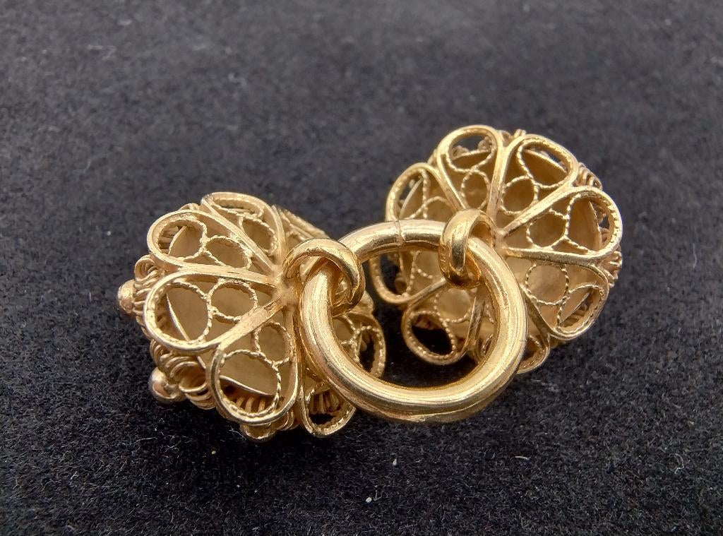 Zilveren keelknopen, goudverguld, 19e eeuws, Antiek en Kunst, Verzenden, Zilver