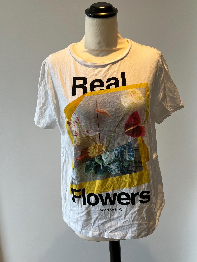 ZGAN wit bloem print Zara t-shirt shirt top L 40 korte mouw, Kleding | Dames, Blouses en Tunieken, Maat 38/40 (M), Ophalen of Verzenden
