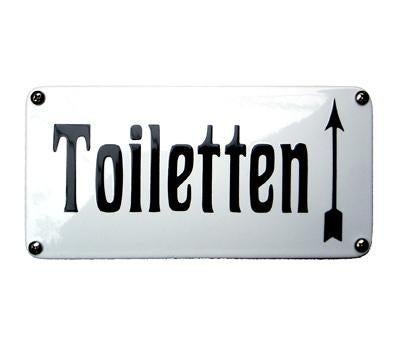 tekstbord toilet met pijl - emaille - 10 x 20 cm, Ophalen, HorecaBeelden, Nieuw, HorecaBeelden