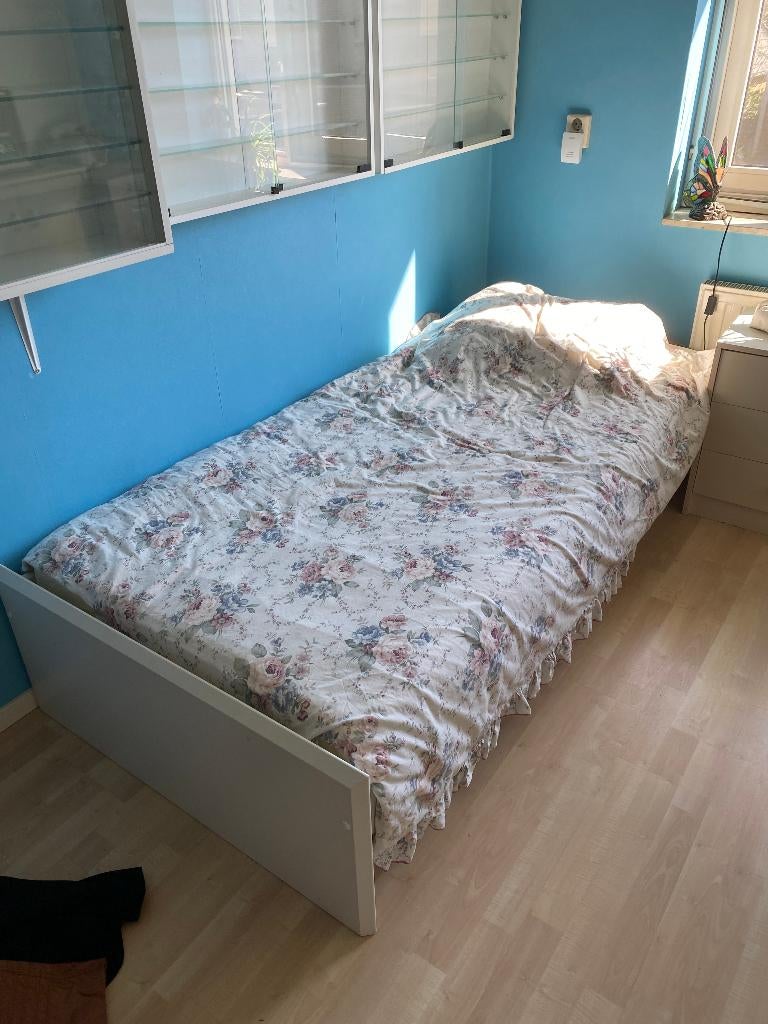 1 persoons bed, Ophalen, 90 cm, Eenpersoons, Wit