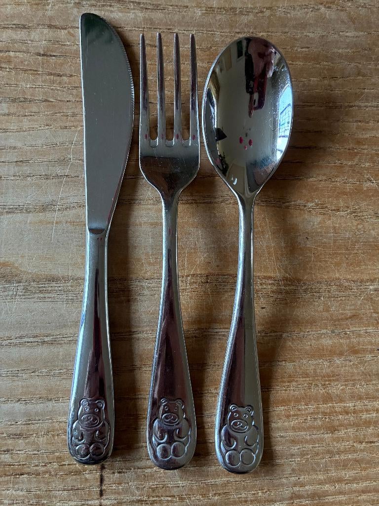 Kinderbestek Vivo Villeroy & Boch - mes vork lepel - beer, Ophalen of Verzenden, Zo goed als nieuw, Rvs of Chroom, Vaatwasserbestendig