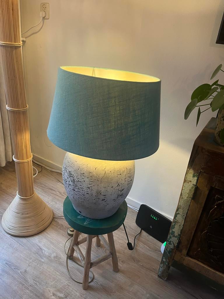 Prachtige lamp Turquoise kap, Huis en Inrichting, Gebruikt, Minder dan 30 watt, Gloeilamp, E27 (groot)