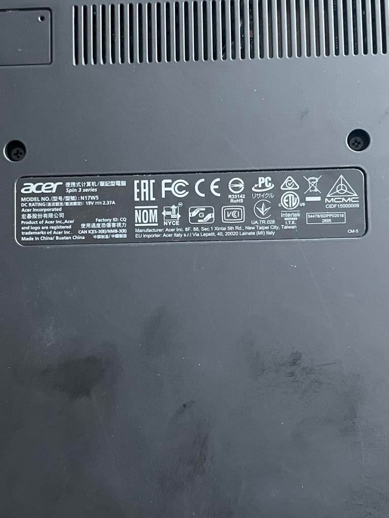 Acer Spin 3 (N17W5) - Gebroken glas - Defect, Computers en Software, Windows Laptops, Ophalen of Verzenden, Niet werkend, 14 inch