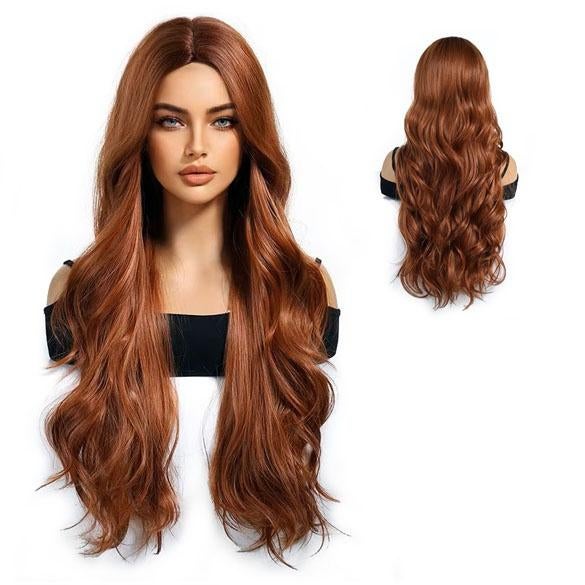 Luxe pruik lang koperrood haar met losse slag zonder pony, Sieraden, Tassen en Uiterlijk, Uiterlijk | Haarverzorging, Ophalen