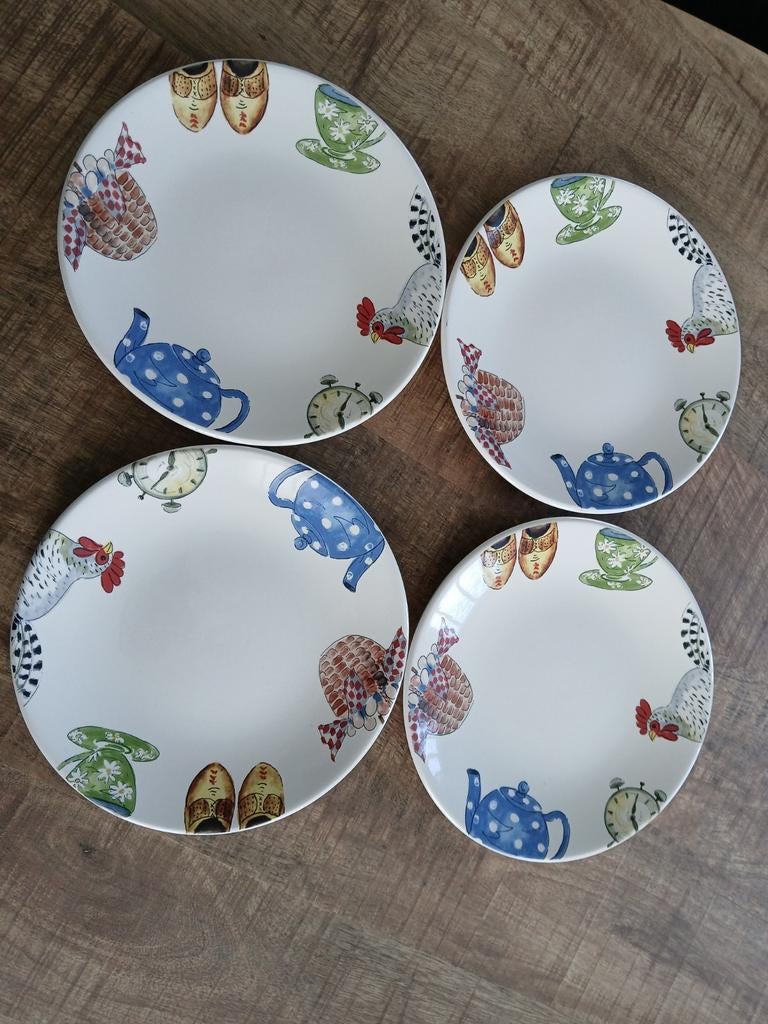 4 ontbijtbordjes landleven Alie Kruse Kolk, Ophalen of Verzenden, Overige stijlen, Bord(en)