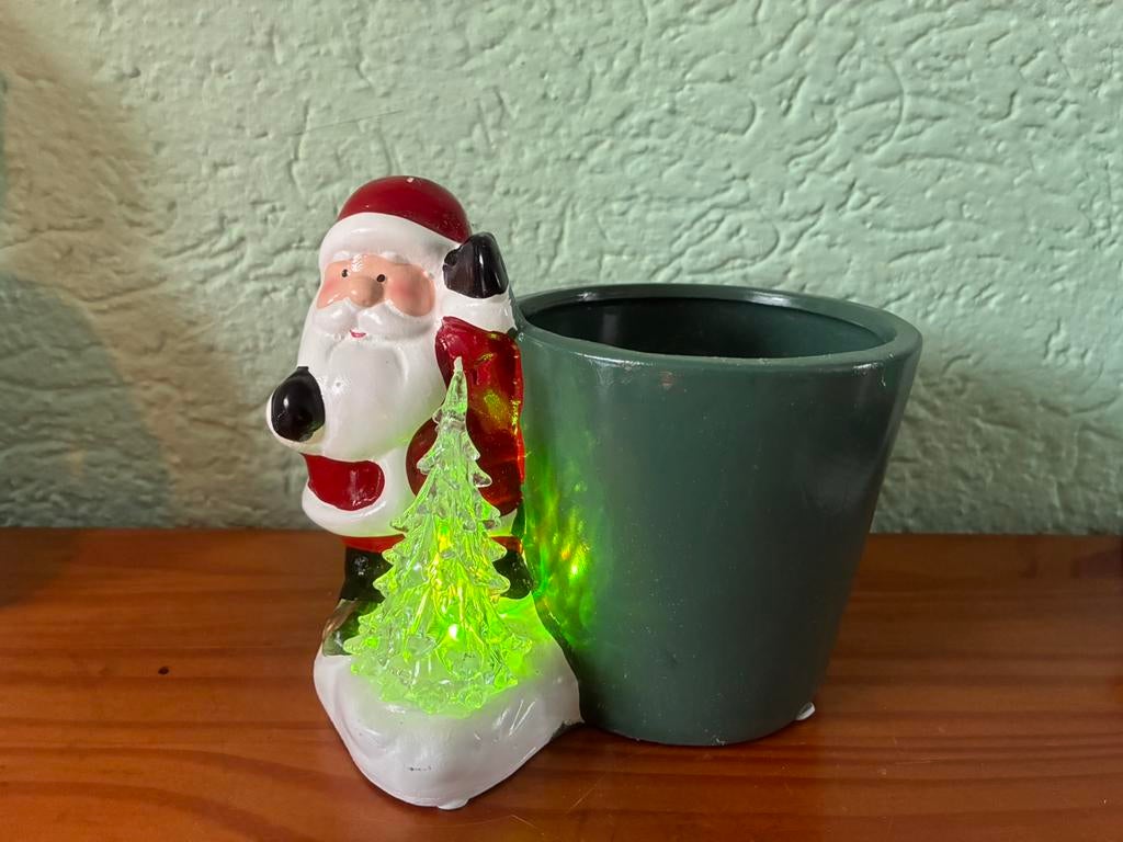 Kerst bloempot met verlichting, Kunststof, Rond, Ophalen of Verzenden, Zo goed als nieuw