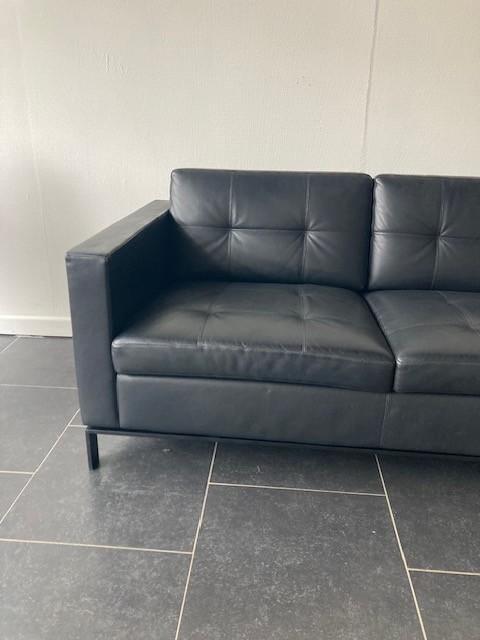Walter Knoll Norman Foster 502 tweezits bank , zwart leder, Design, 150 tot 200 cm, Tweepersoons, 75 tot 100 cm