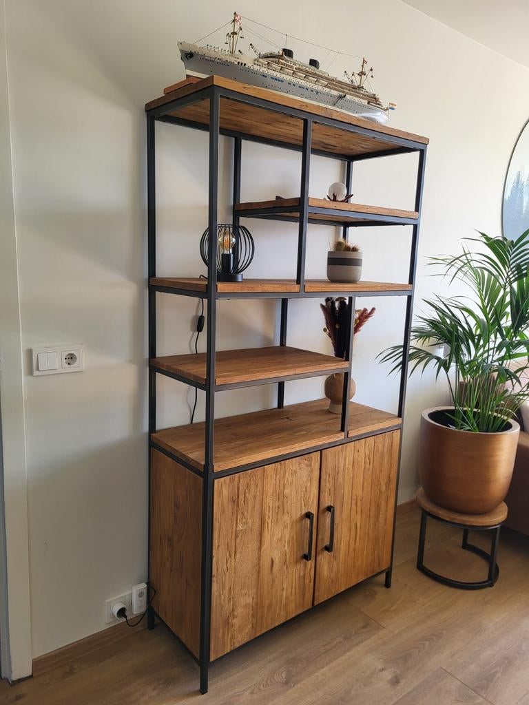 Romaro boekenkast mix rough, Ophalen, Teakhout, 50 tot 100 cm, 150 tot 200 cm