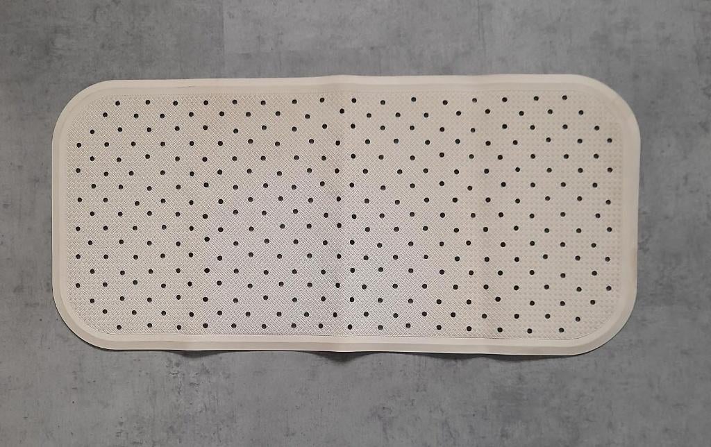 Rubberen DOUCHEMAT / BADMAT. Maat: 35 x 75 cm, Ophalen of Verzenden, Zo goed als nieuw, Wit, Badmat