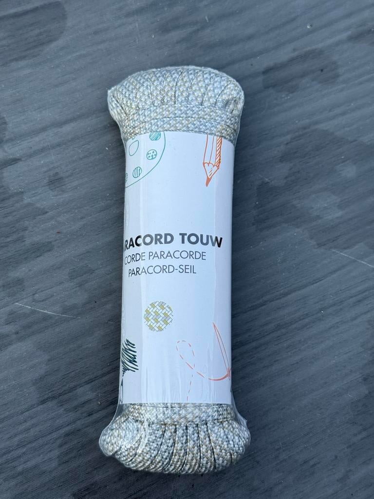 Paracord touw grijs/wit 4mm x 10m - Sterk nylon koord Wibra, Hobby en Vrije tijd, Ophalen of Verzenden, Nieuw