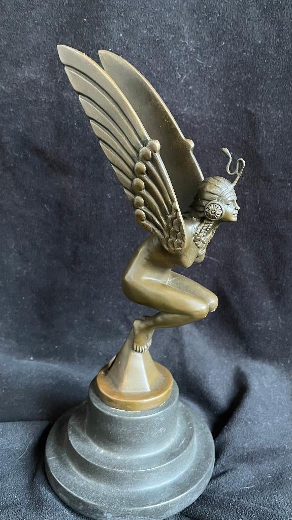 Bronzen naakte dame (automascotte ?) M.Bonnot zuiver brons, Ophalen of Verzenden