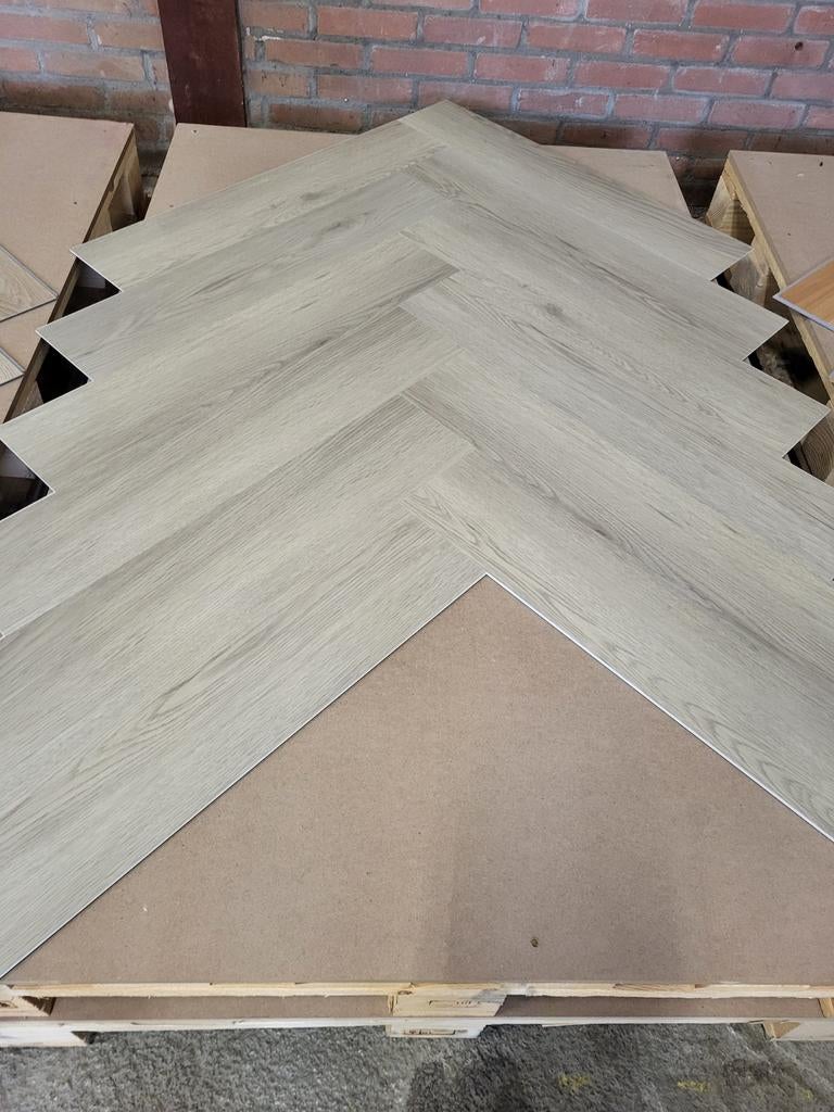 Outlet: Pvc Vloer Klik Visgraat 55 m2 (Nieuw in Doos), Ophalen of Verzenden, Nieuw, 75 m² of meer, Laminaat