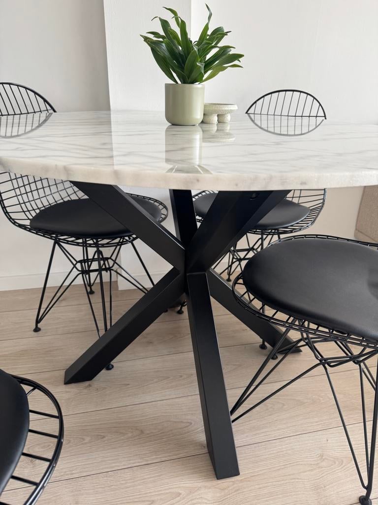 Marmeren eettafel 110cm, Huis en Inrichting, Tafels | Eettafels, Ophalen, Zo goed als nieuw, Rond, 100 tot 150 cm