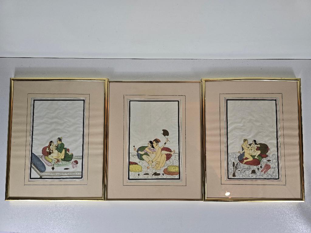 Miniatuurschilderingen erotische scènes, India, Britse Raj, Antiek en Kunst, Kunst | Niet-Westerse kunst, Ophalen of Verzenden