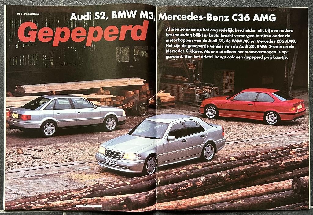Audi S2 - BMW M3 - Mercedes C36 AMG in Autokampioen 1994, Gelezen, Ophalen of Verzenden, Autokampioen, Overige merken