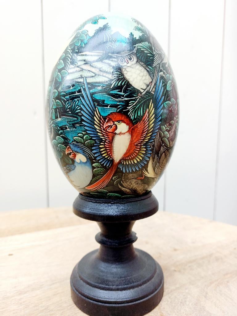 Beschilderd houten ei uit Bali, Ophalen of Verzenden