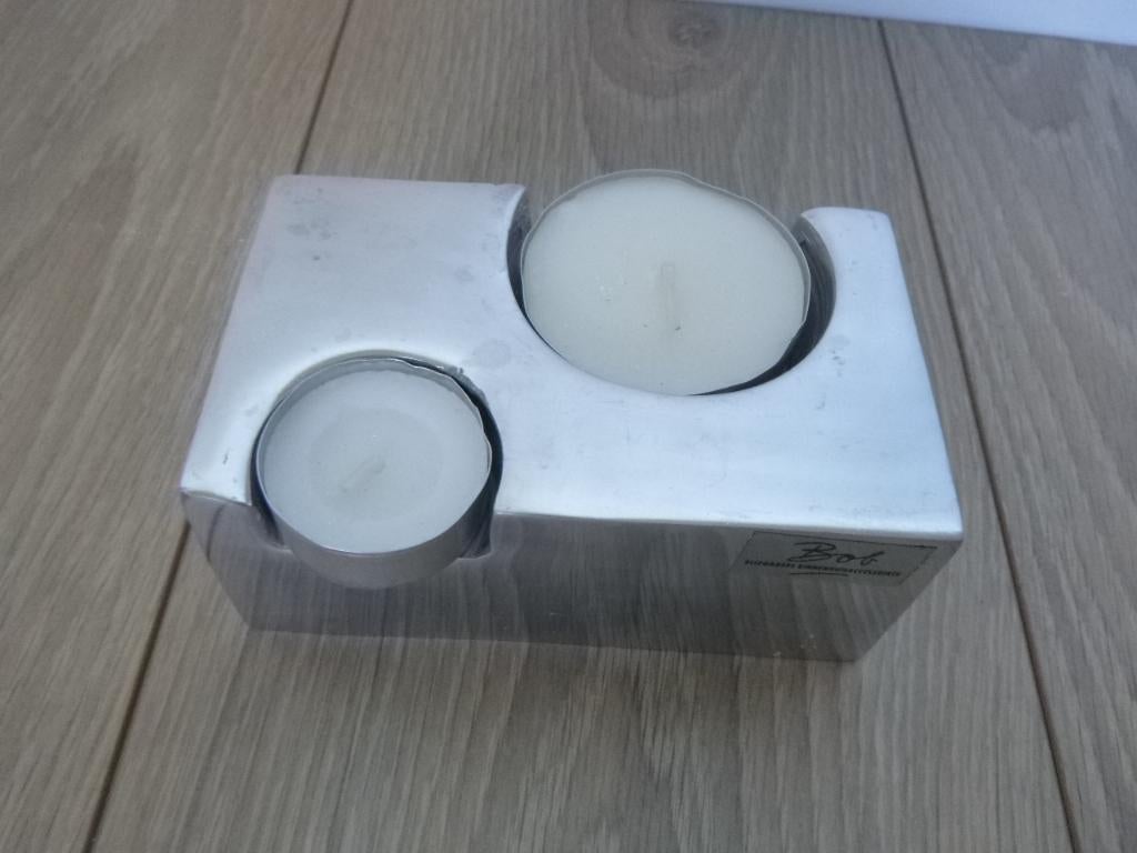 BOB aluminium theelichthouder rechthoek dubbel, nieuw, Huis en Inrichting, Woonaccessoires | Kandelaars en Kaarsen, Overige materialen