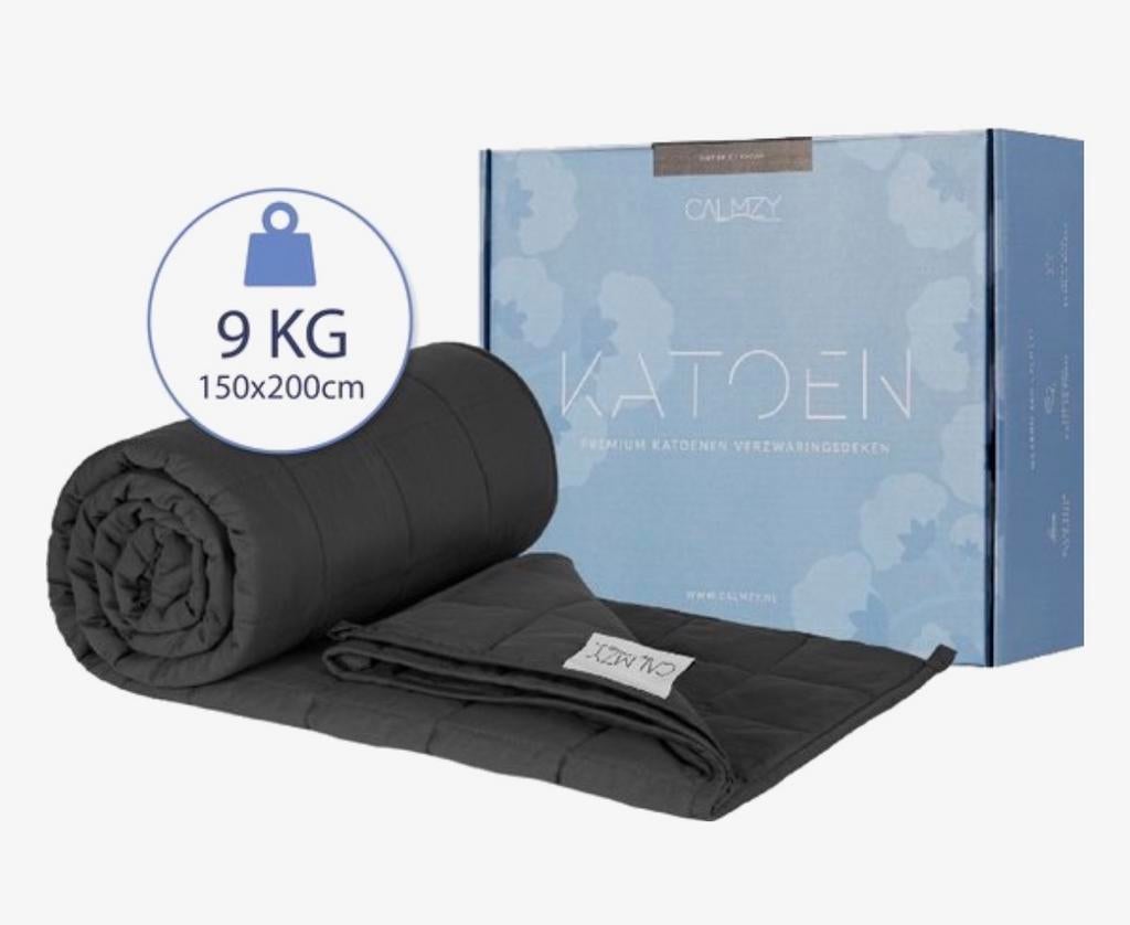 Calmzy 9kg verzwaringsdeken met wasbare hoes 150x200, Huis en Inrichting, Slaapkamer | Beddengoed, Ophalen, Eenpersoons, Grijs