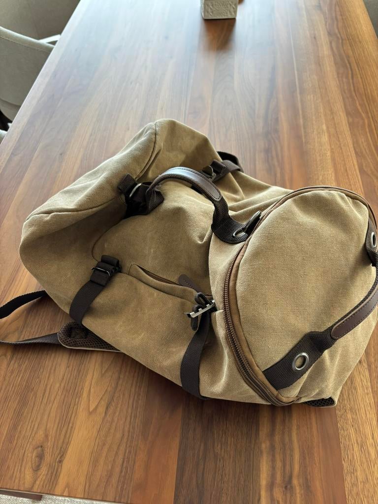 Canvas motor rugzak / buddyseat tas – vintage stijl – khaki, Ophalen of Verzenden, Zo goed als nieuw