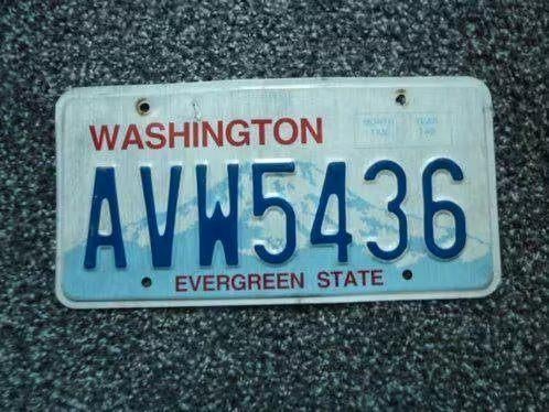 Kentekenplaat licenseplate Washington 3 USA, Verzamelen, Verzenden, Gebruikt, Auto's