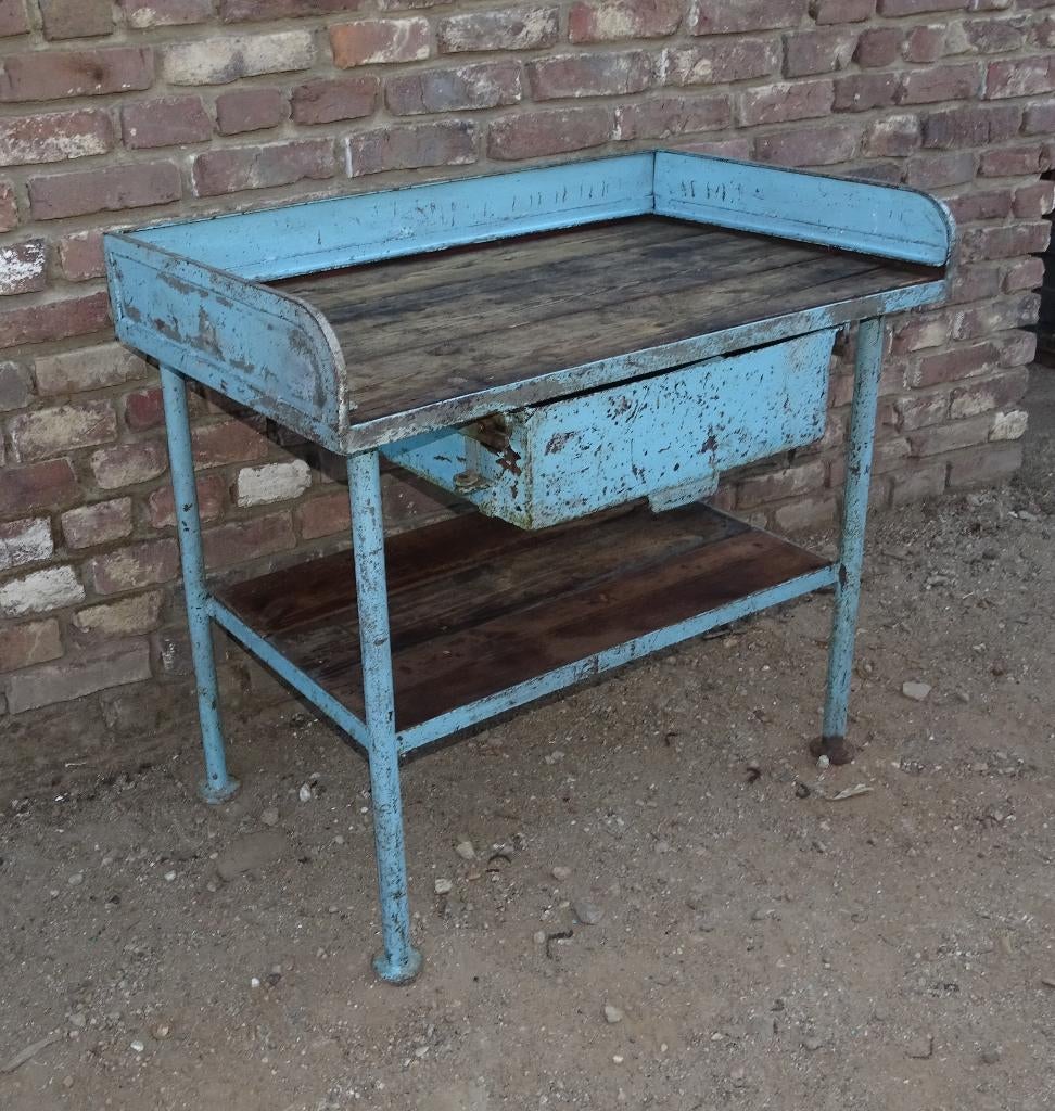 kleine werkbank werktafel met plateau en lade, Ophalen