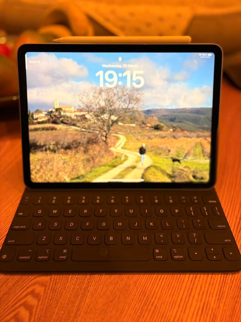 Ipad air 4, apple pencil, apple keyboard, apple case, Computers en Software, Apple iPads, Blauw, Apple iPad Air, Zo goed als nieuw