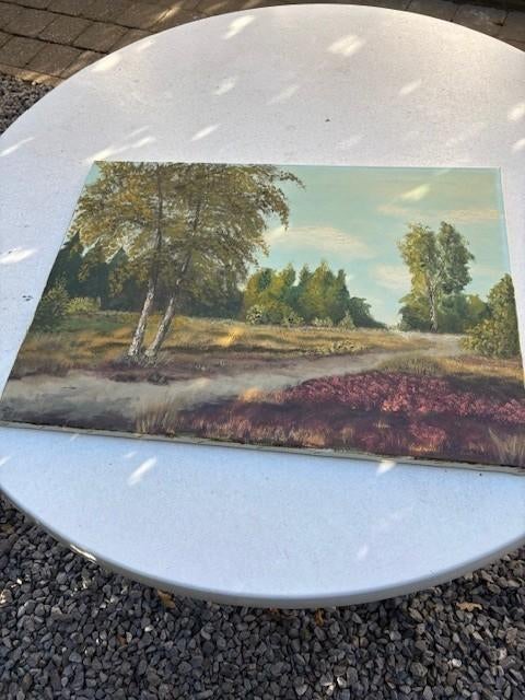 Landschapschilderij op doek gesigneerd H van Grootel, Antiek en Kunst, Kunst | Schilderijen | Klassiek, Ophalen of Verzenden