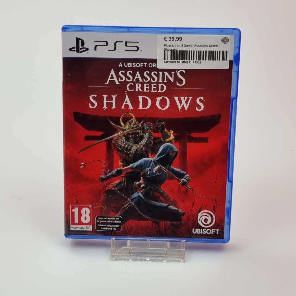 Playstation 5 Game: Assasins Creed Shadows, Sony, Zo goed als nieuw, Support@sony.com, 1-7-1 Konan, Minato-ku
Tokyo 108-0075
Japan