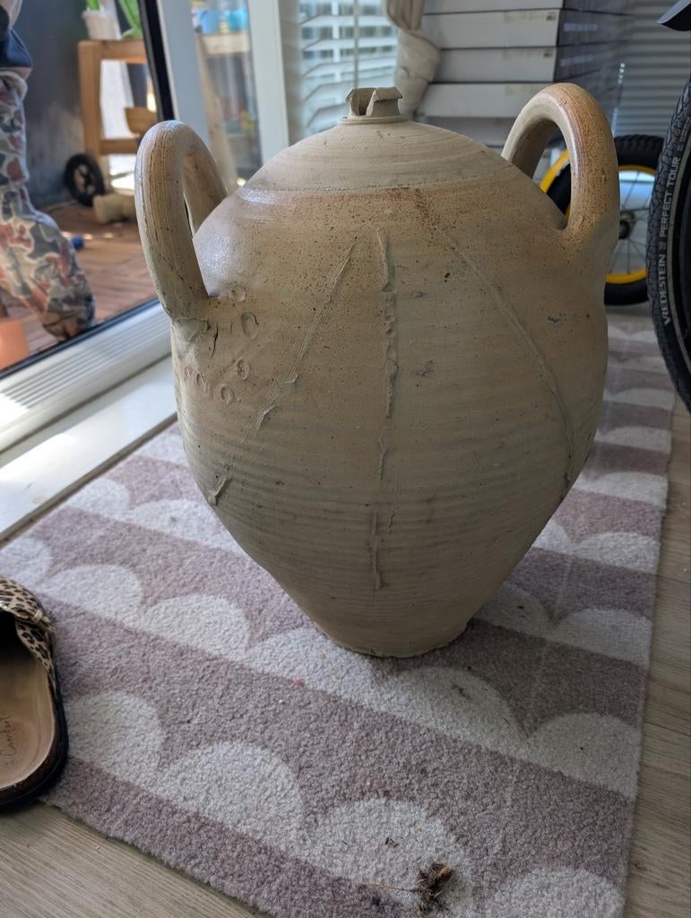 Grote Brocante Aardewerken Kruik met Handvatten, Antiek en Kunst, Curiosa en Brocante, Ophalen