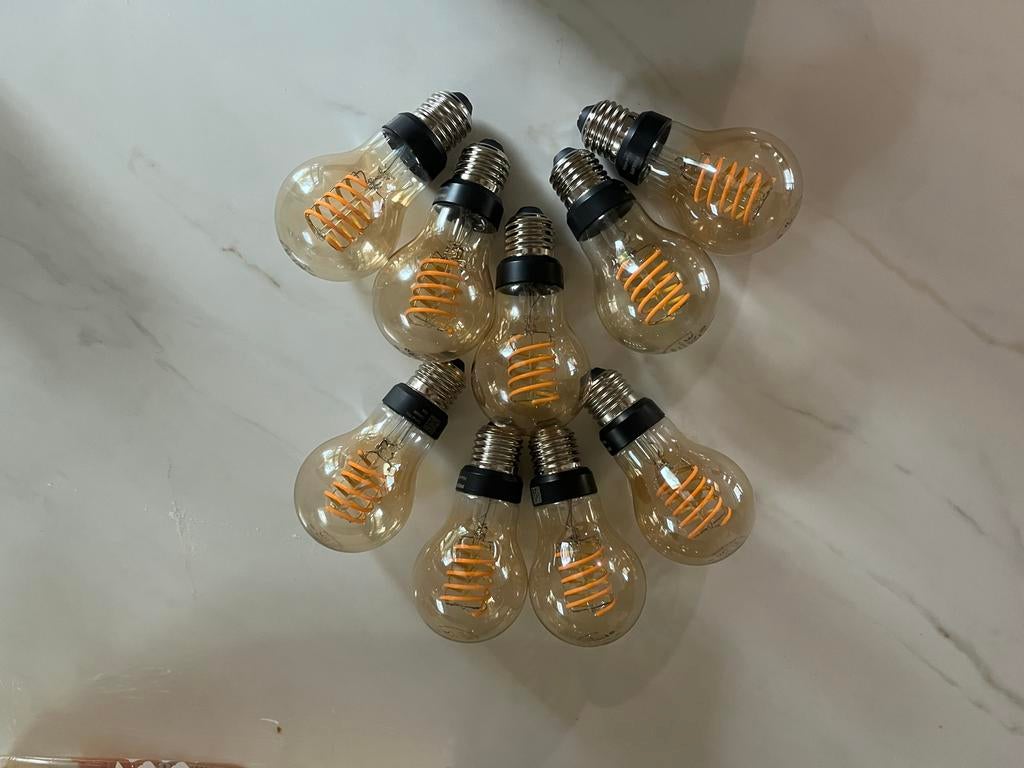 9x Philips Hue Filament lampen E27, Ophalen of Verzenden, Gebruikt, E27 (groot), Led-lamp