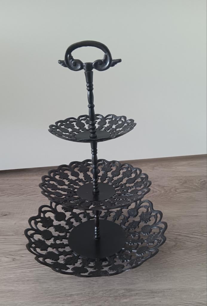 Donkerbruine metalen etagere - 35 cm hoog, Ophalen of Verzenden