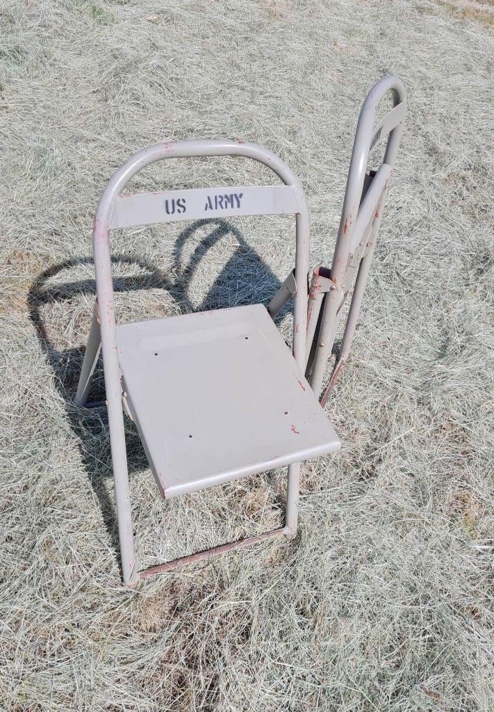 zwaar ijzeren USA army klapstoel stoel vintage stoelen, Ophalen
